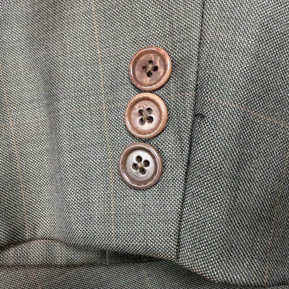 Flawed Brooks Brothers Mens 42R Wool Blazer Jacket Brown Grey Windowpane Check
